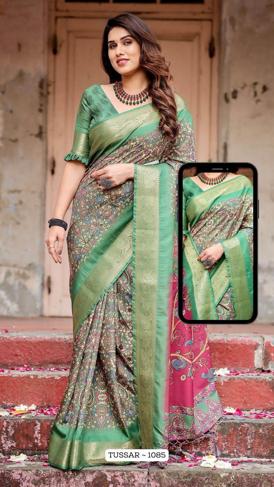 1085 Almaari Tussar Silk Sarees