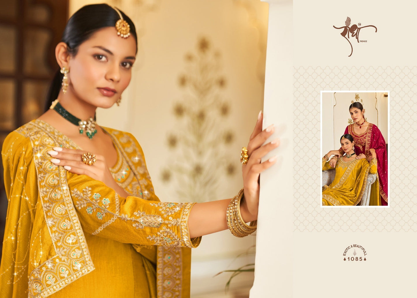 1085 Hoor Radha Trendz Pure Vichithra Unstitched Suits