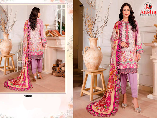 1088 Purple Aasha Designer Printed Pakistani Patch Suits