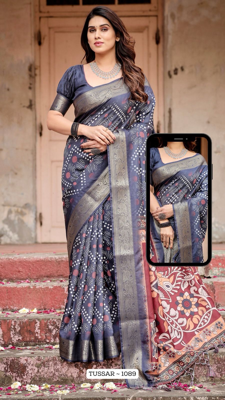 1089 Almaari Tussar Silk Sarees