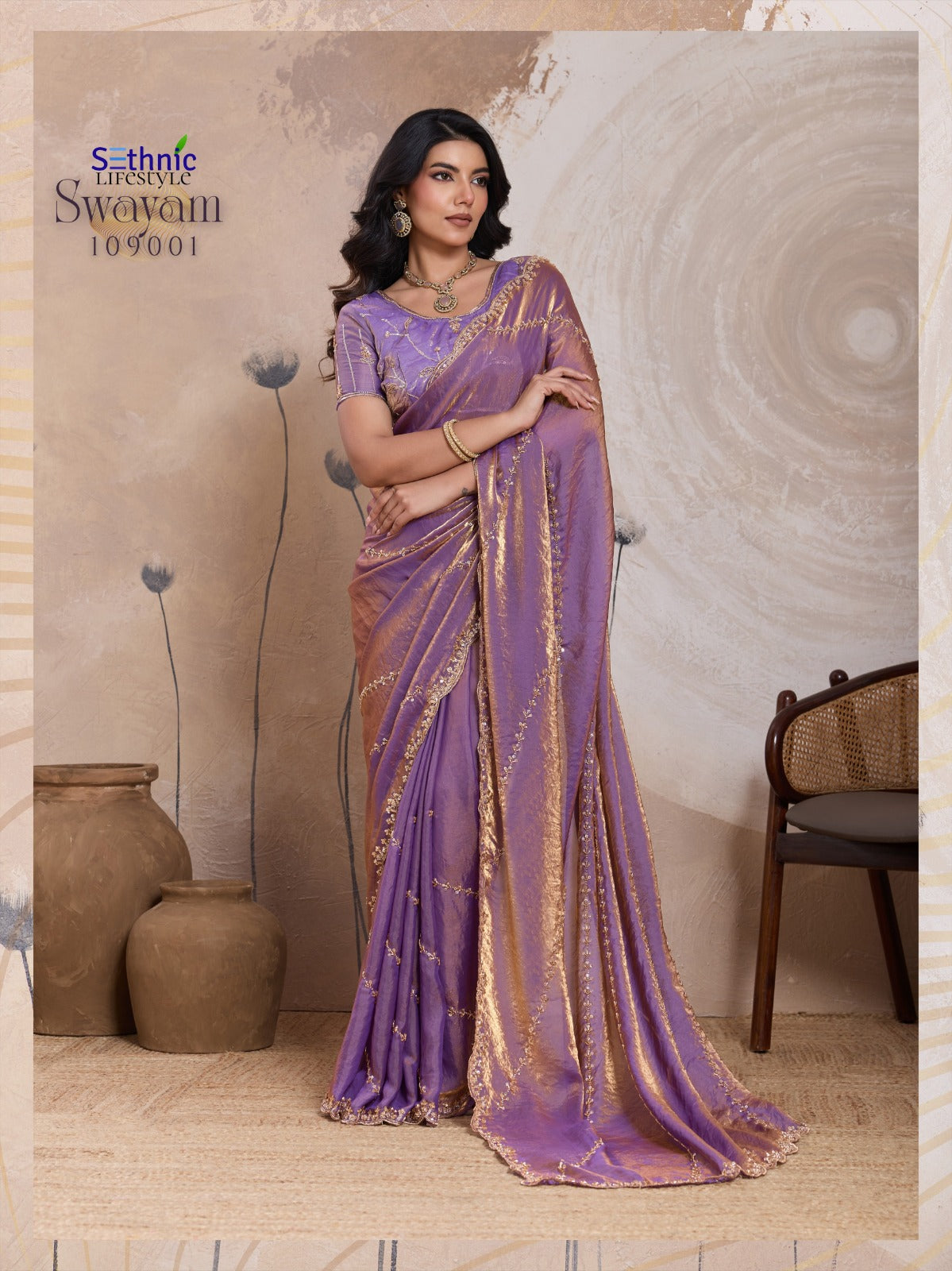 109001 Swayam Sethnic Velvet Satin Sarees