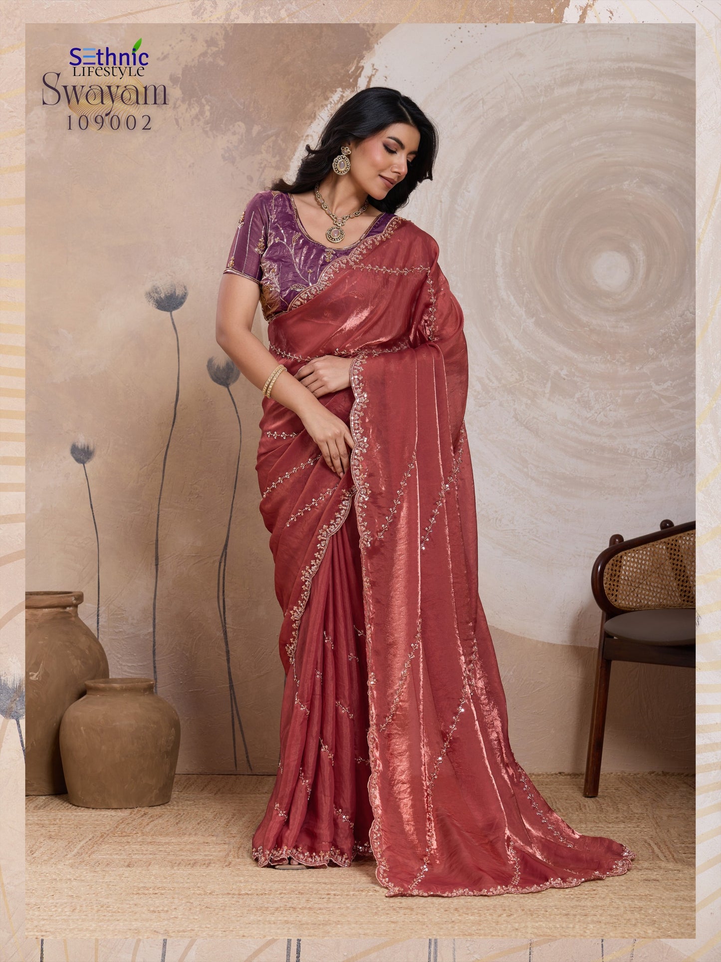 109002 Swayam Sethnic Velvet Satin Sarees