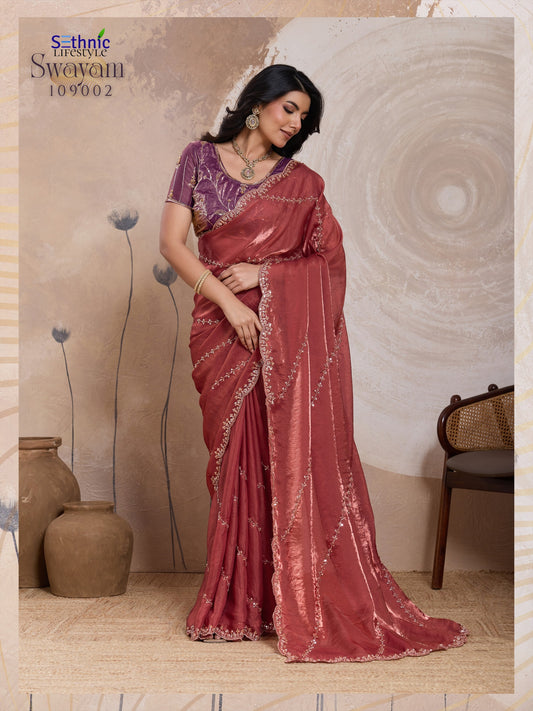 109002 Swayam Sethnic Velvet Satin Sarees