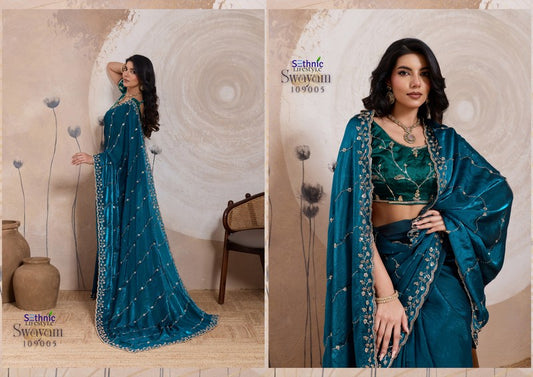 109005 Swayam Sethnic Velvet Satin Sarees