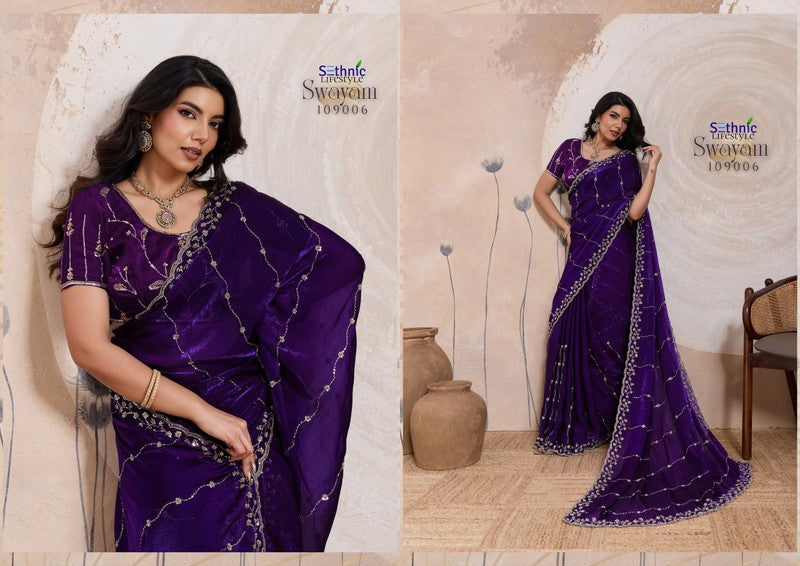 109006 Swayam Sethnic Velvet Satin Sarees
