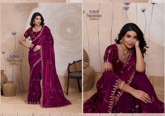 109007 Swayam Sethnic Velvet Satin Sarees