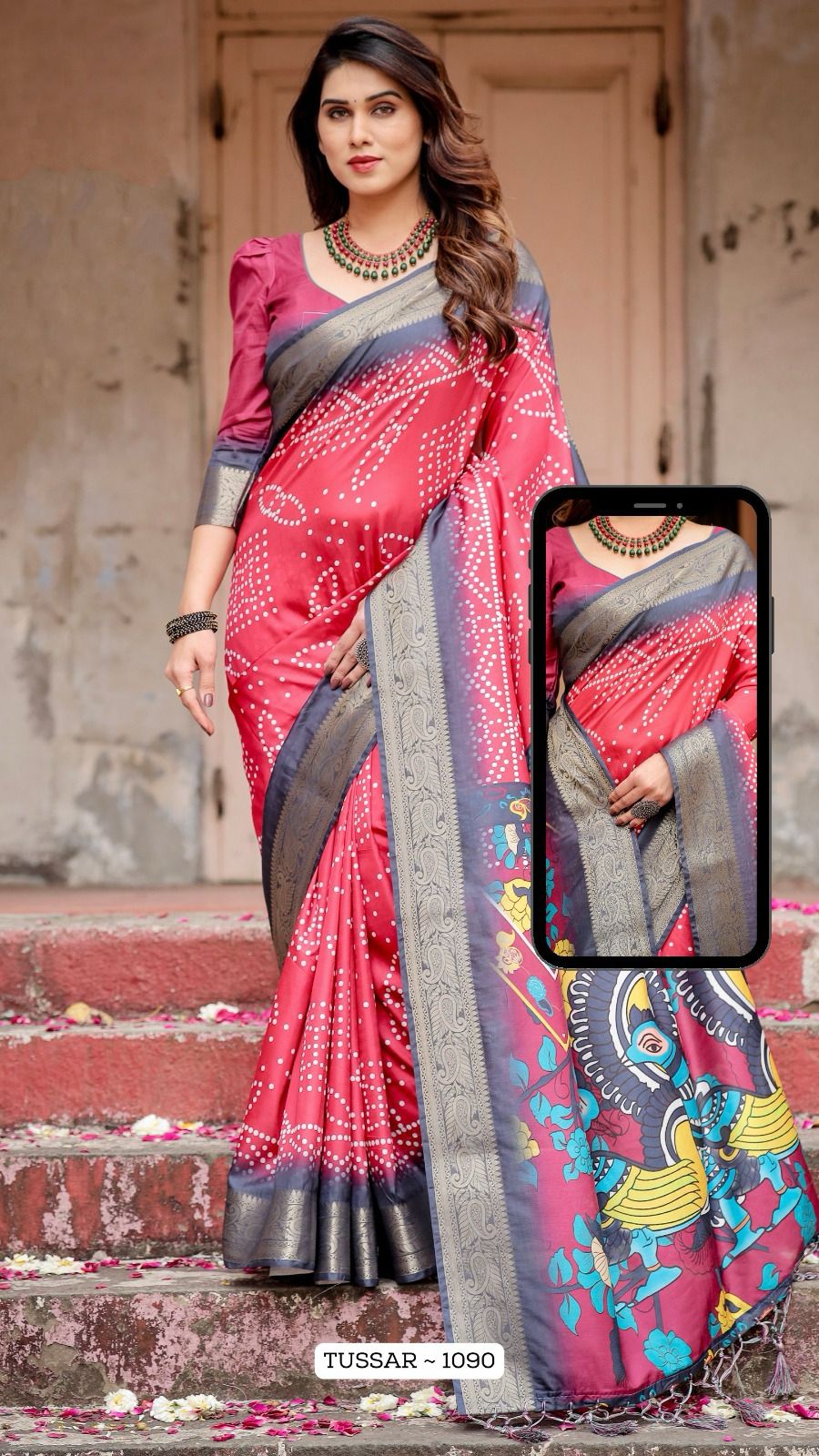 1090 Almaari Tussar Silk Sarees