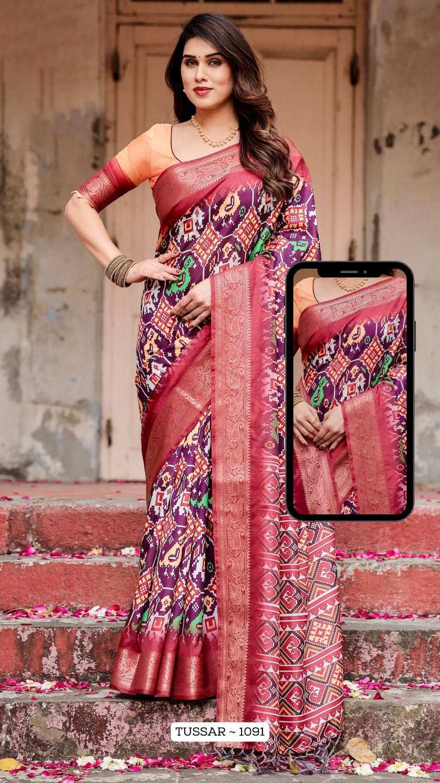 1091 Almaari Tussar Silk Sarees