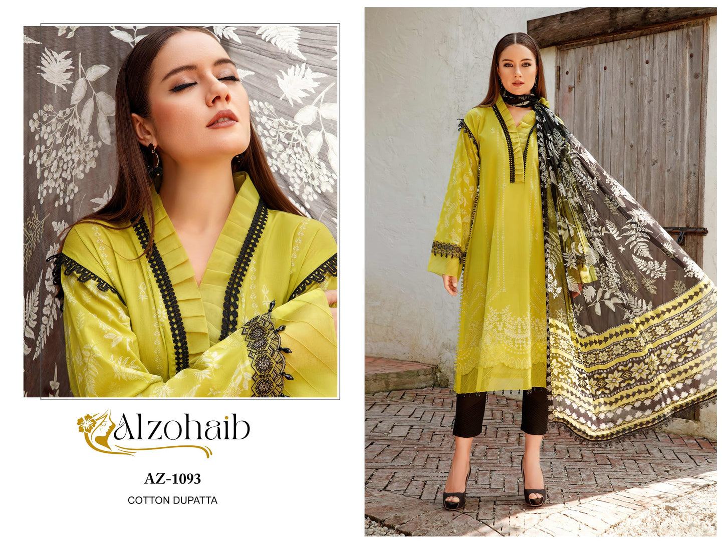 1093 Al Zohaib Semi Lawn Pakistani Patch Suits