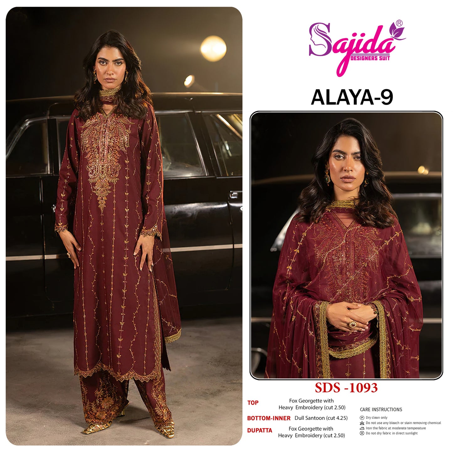 1093 Alaya Vol 9 Sajida Georgette Pakistani Salwar Suits