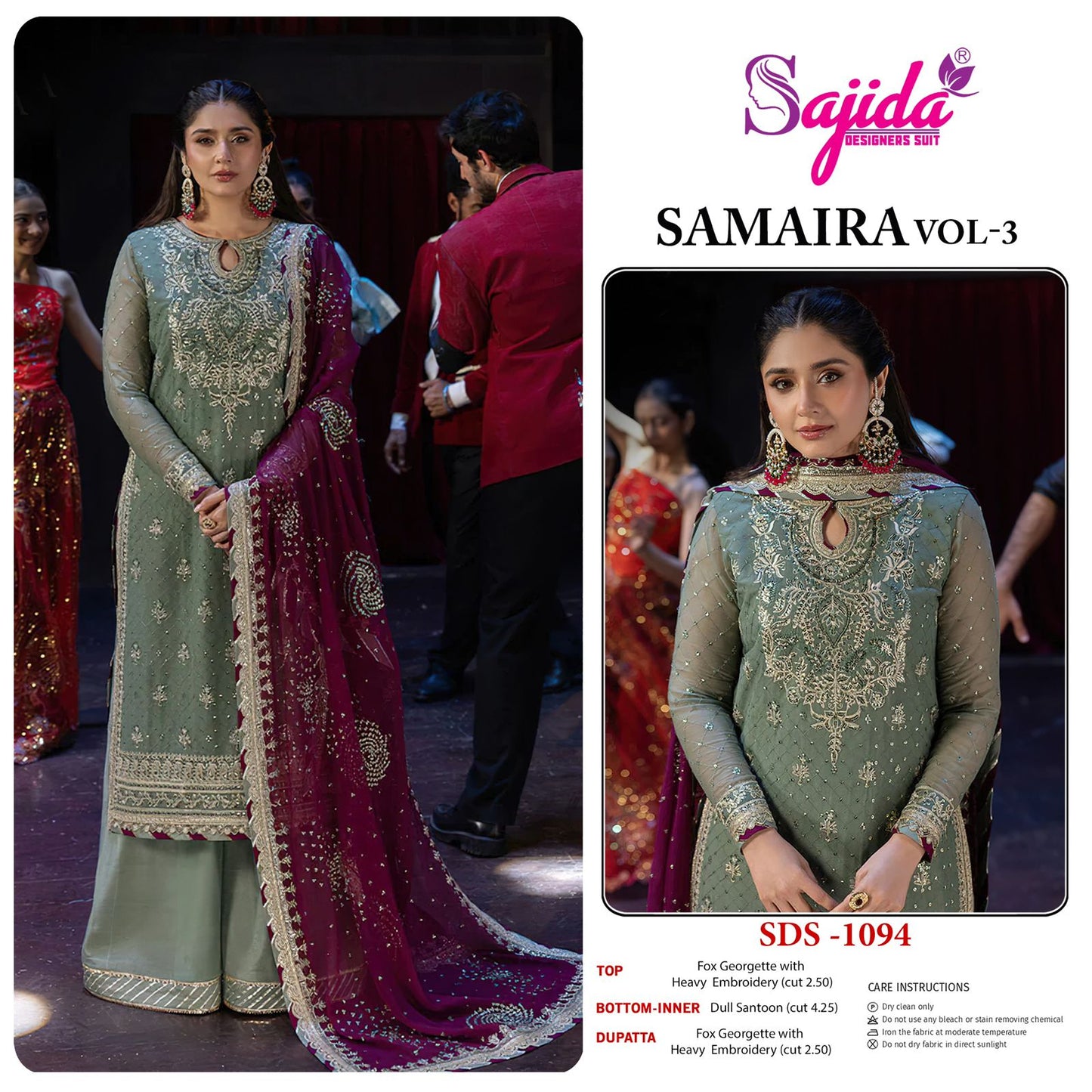 1094 Samaira Vol-3 Sajida Georgette Pakistani Salwar Suits