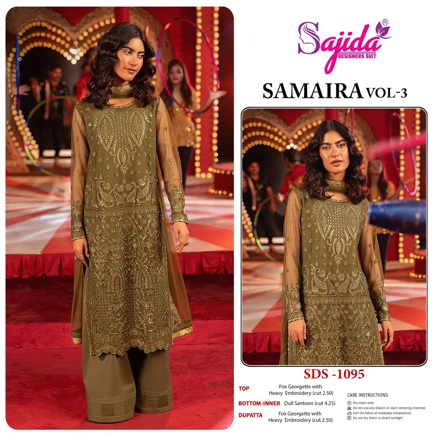 1095 Samaira Vol-3 Sajida Georgette Pakistani Salwar Suits
