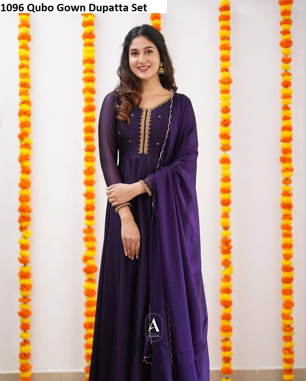 1096 Qubo Gown Dupatta Set