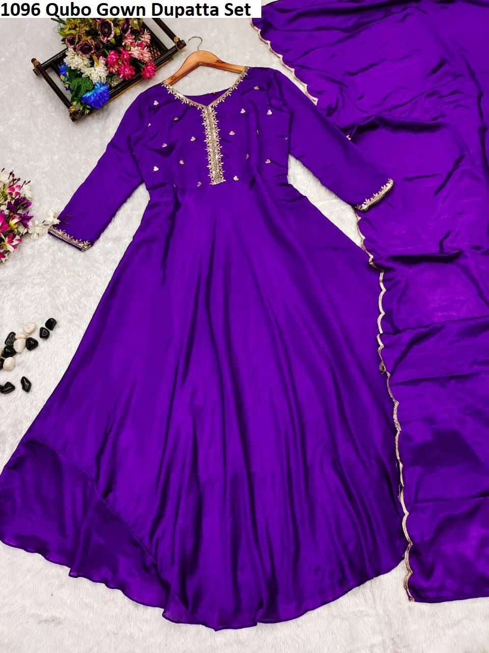 1096 Qubo Gown Dupatta Set