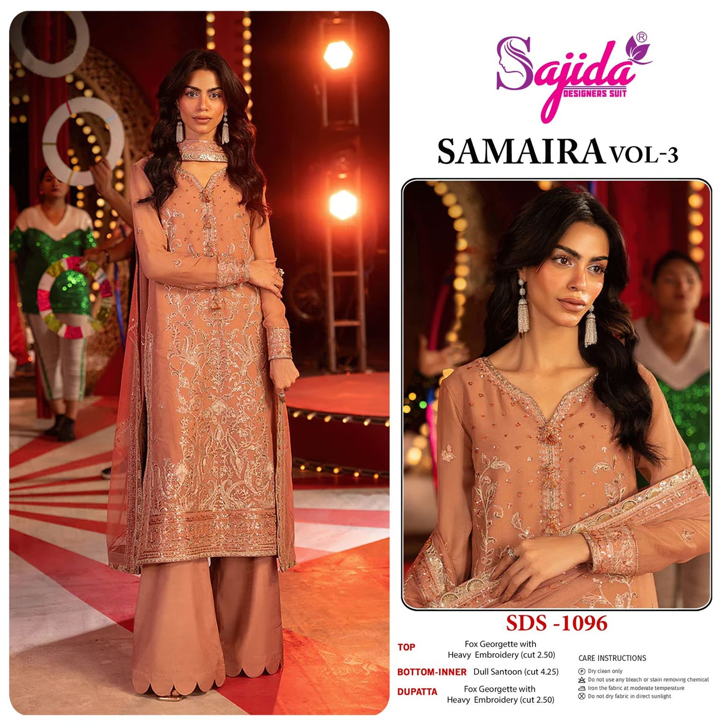 1096 Samaira Vol-3 Sajida Georgette Pakistani Salwar Suits