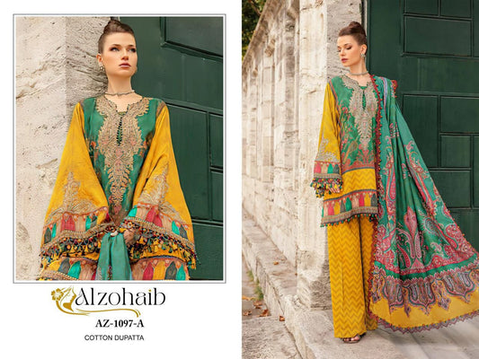 1097A Al Zohaib Pure Cotton Pakistani Patch Suits