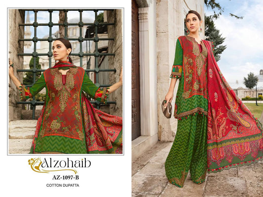 1097B Al Zohaib Pure Cotton Pakistani Patch Suits
