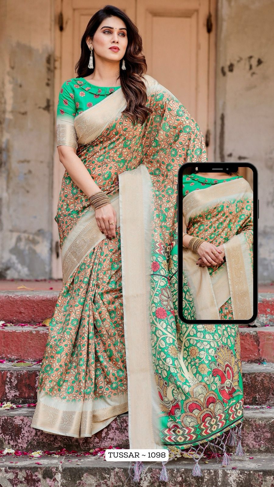 1098 Almaari Tussar Silk Sarees