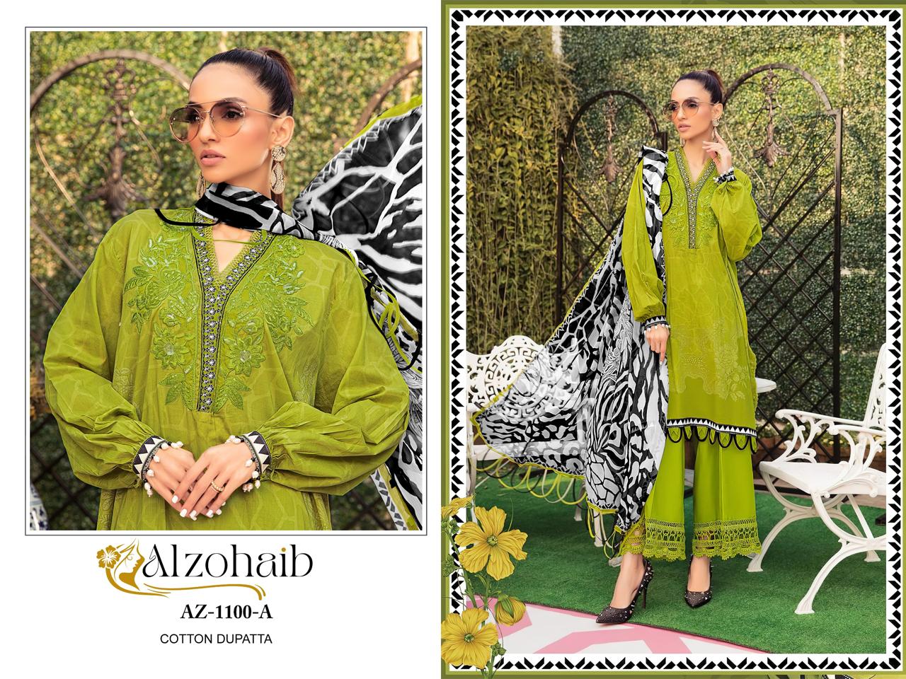 1100A Al Zohaib Pure Cotton Pakistani Salwar Suits