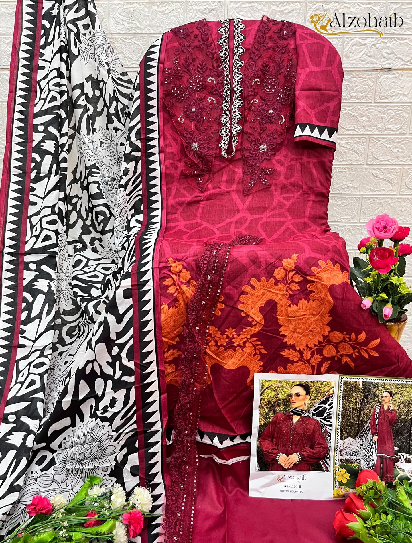 1100B Al Zohaib Pure Cotton Pakistani Salwar Suits