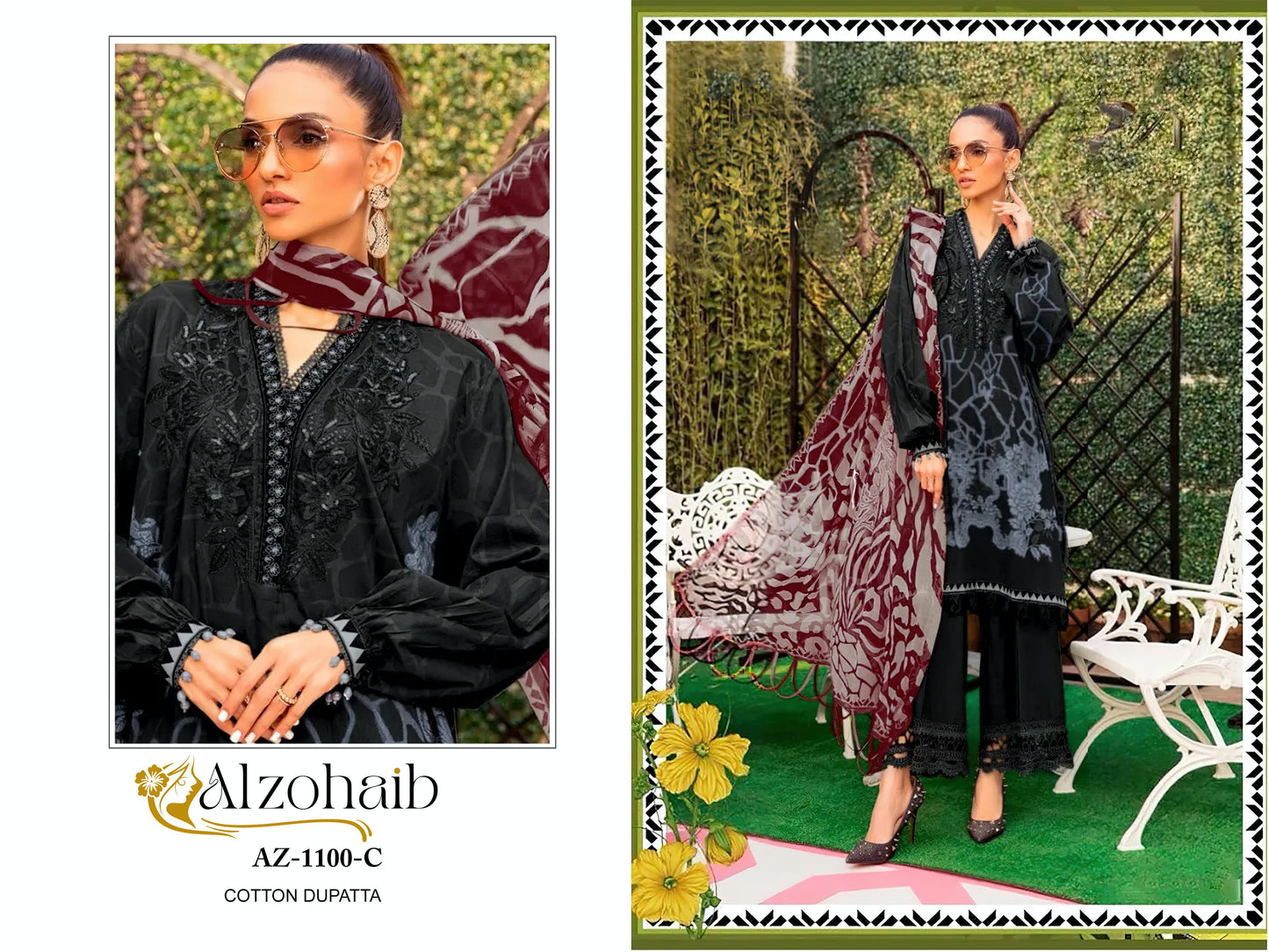 1100C Al Zohaib Pure Cotton Pakistani Salwar Suits