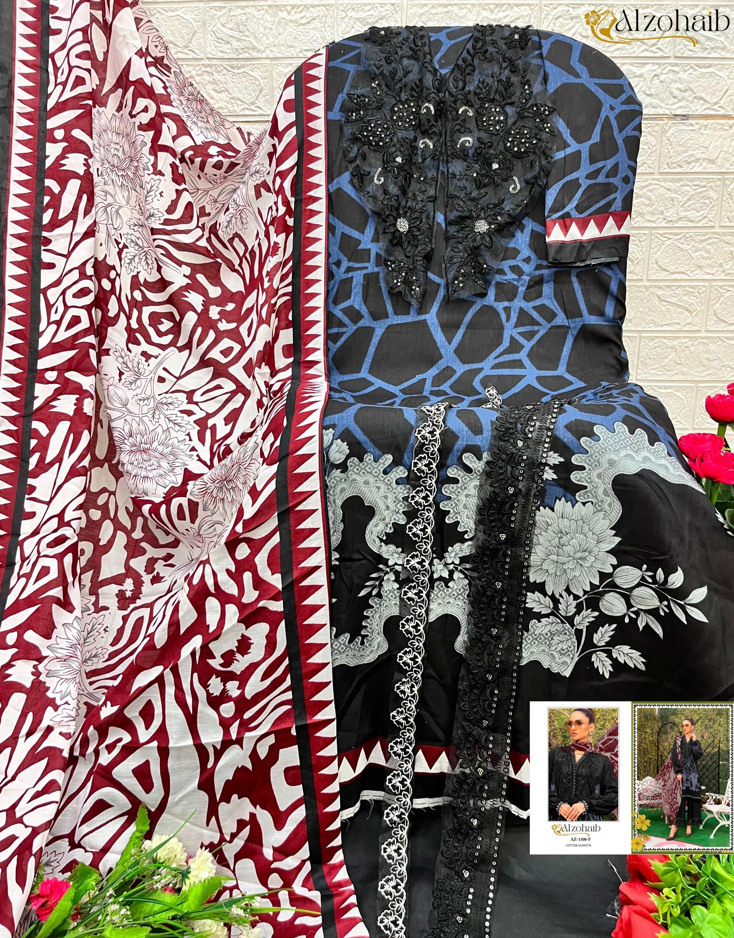 1100C Al Zohaib Pure Cotton Pakistani Salwar Suits