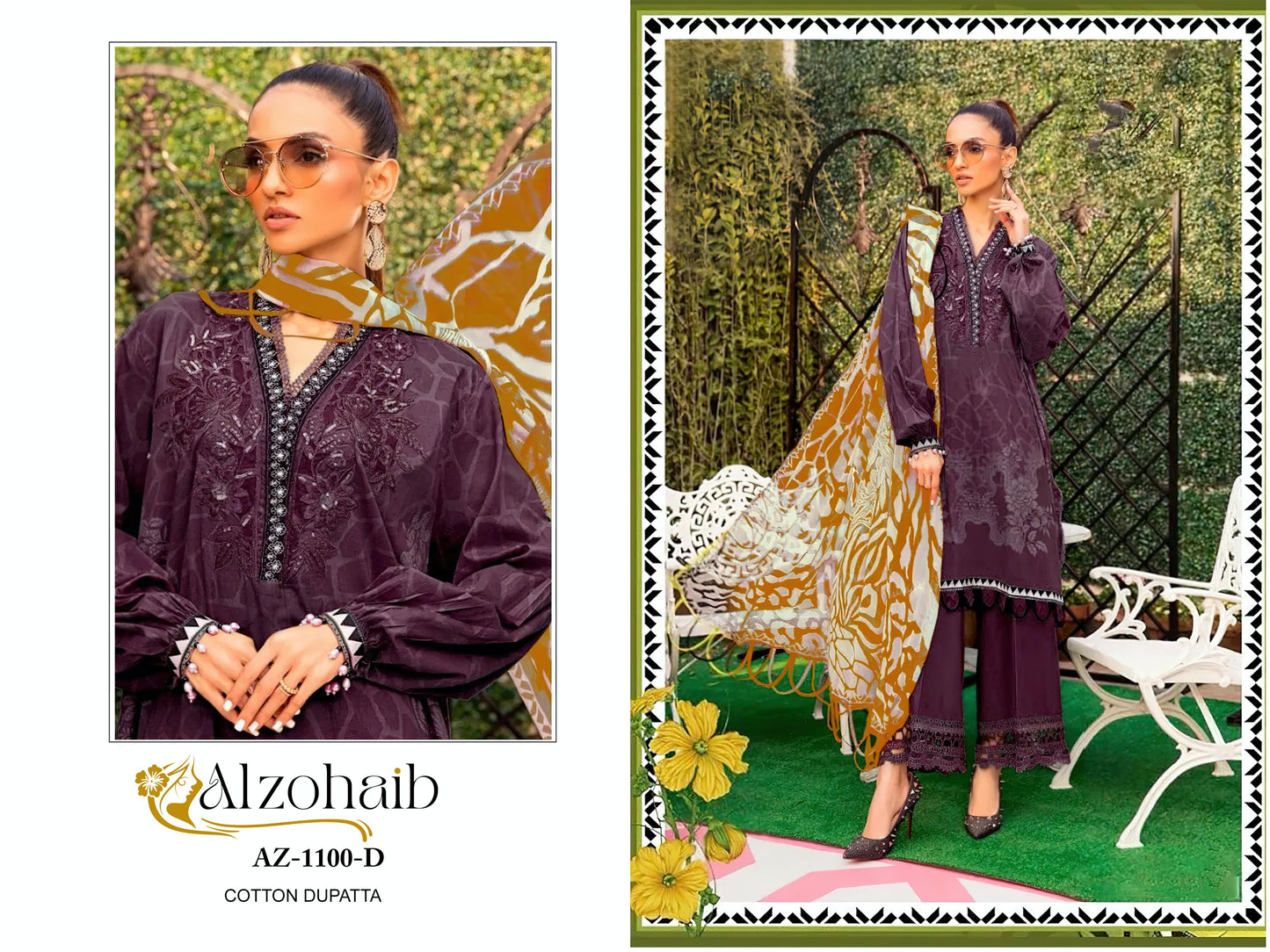 1100D Al Zohaib Pure Cotton Pakistani Salwar Suits