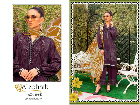 1100D Al Zohaib Pure Cotton Pakistani Salwar Suits