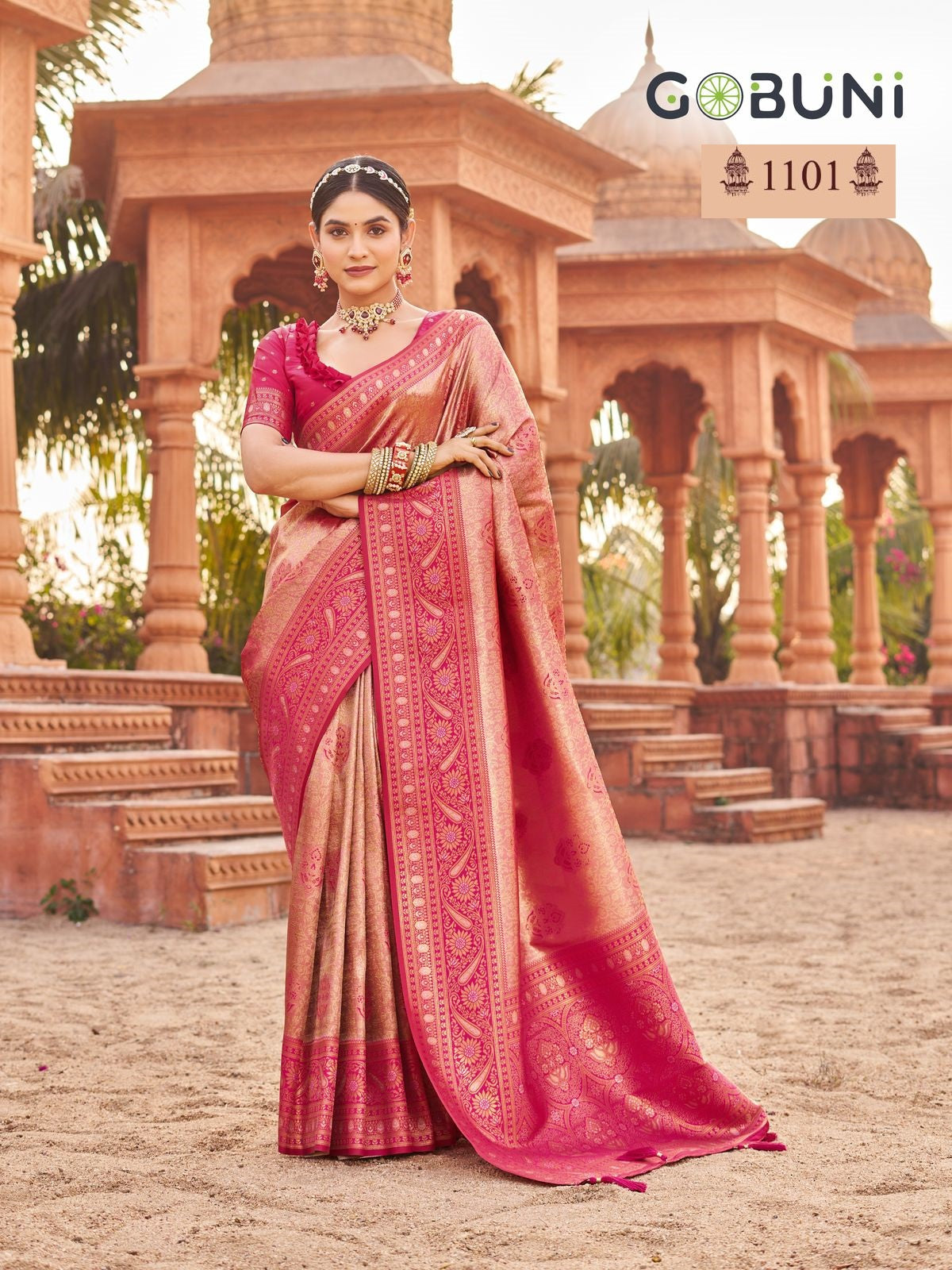 1101 Shubharambh Gobuni Banarasi Silk Sarees