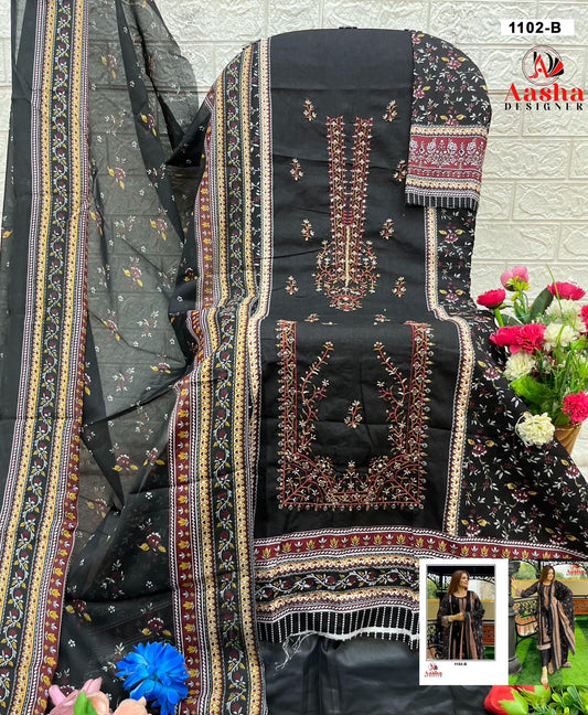 1102-B Aasha Designer Printed Pakistani Salwar Suits