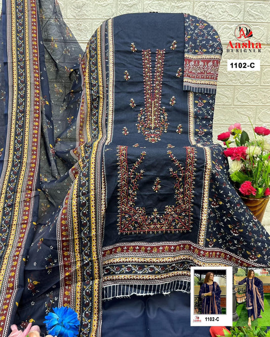 1102-C Aasha Designer Printed Pakistani Salwar Suits