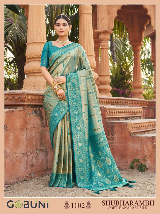 1102 Shubharambh Gobuni Banarasi Silk Sarees