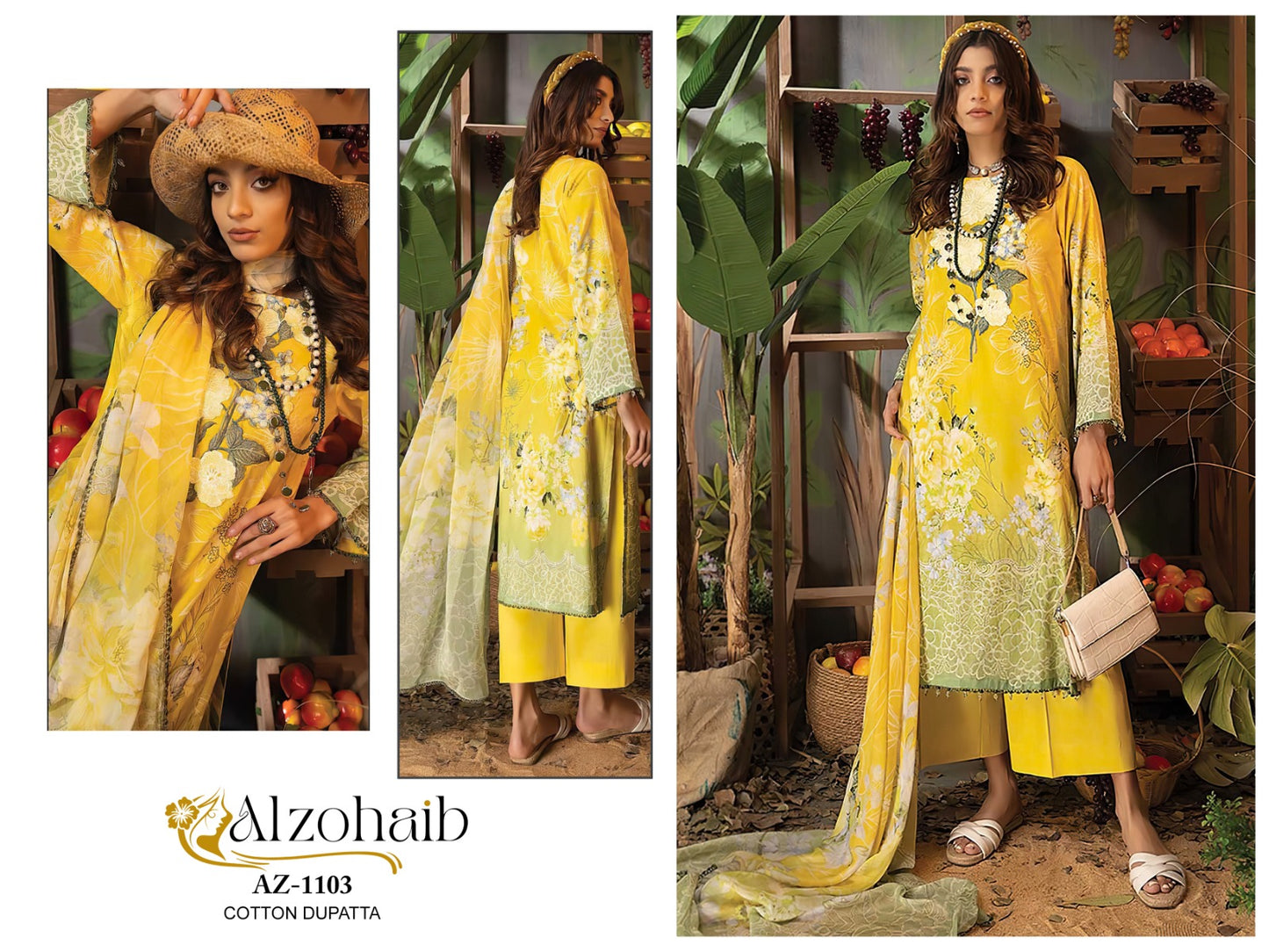 1103 Al Zohaib Pure Cotton Pakistani Patch Suits
