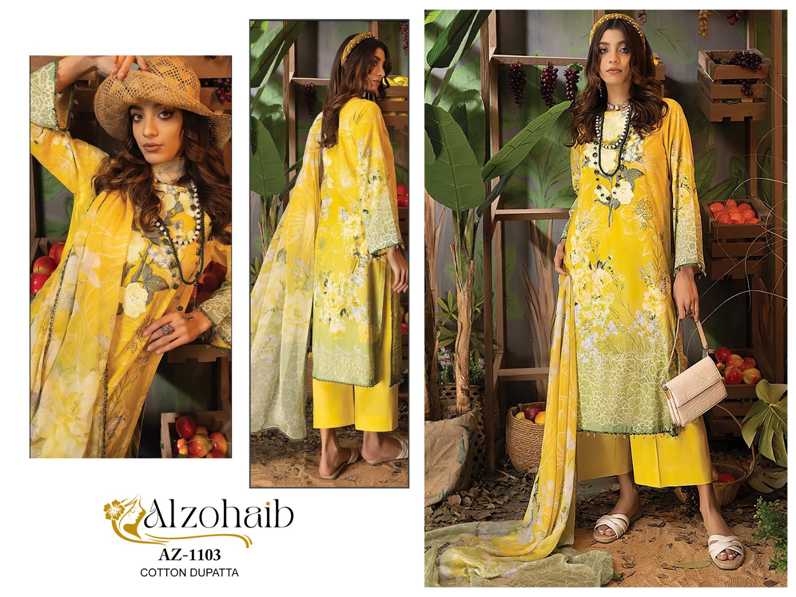 1103 Al Zohaib Pure Cotton Pakistani Patch Suits