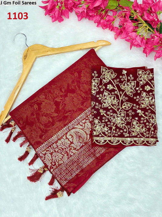 1103 J Gm Foil Sarees