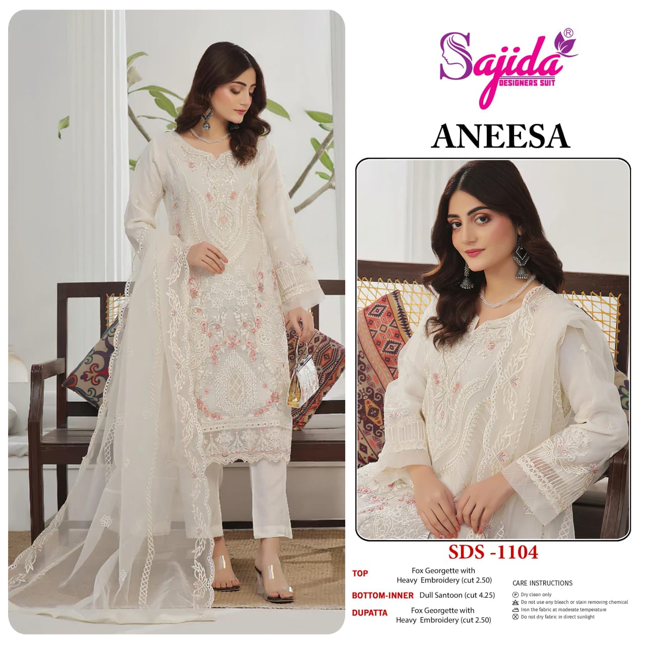 1104 Aneesa Sajida Georgette Pakistani Salwar Suits