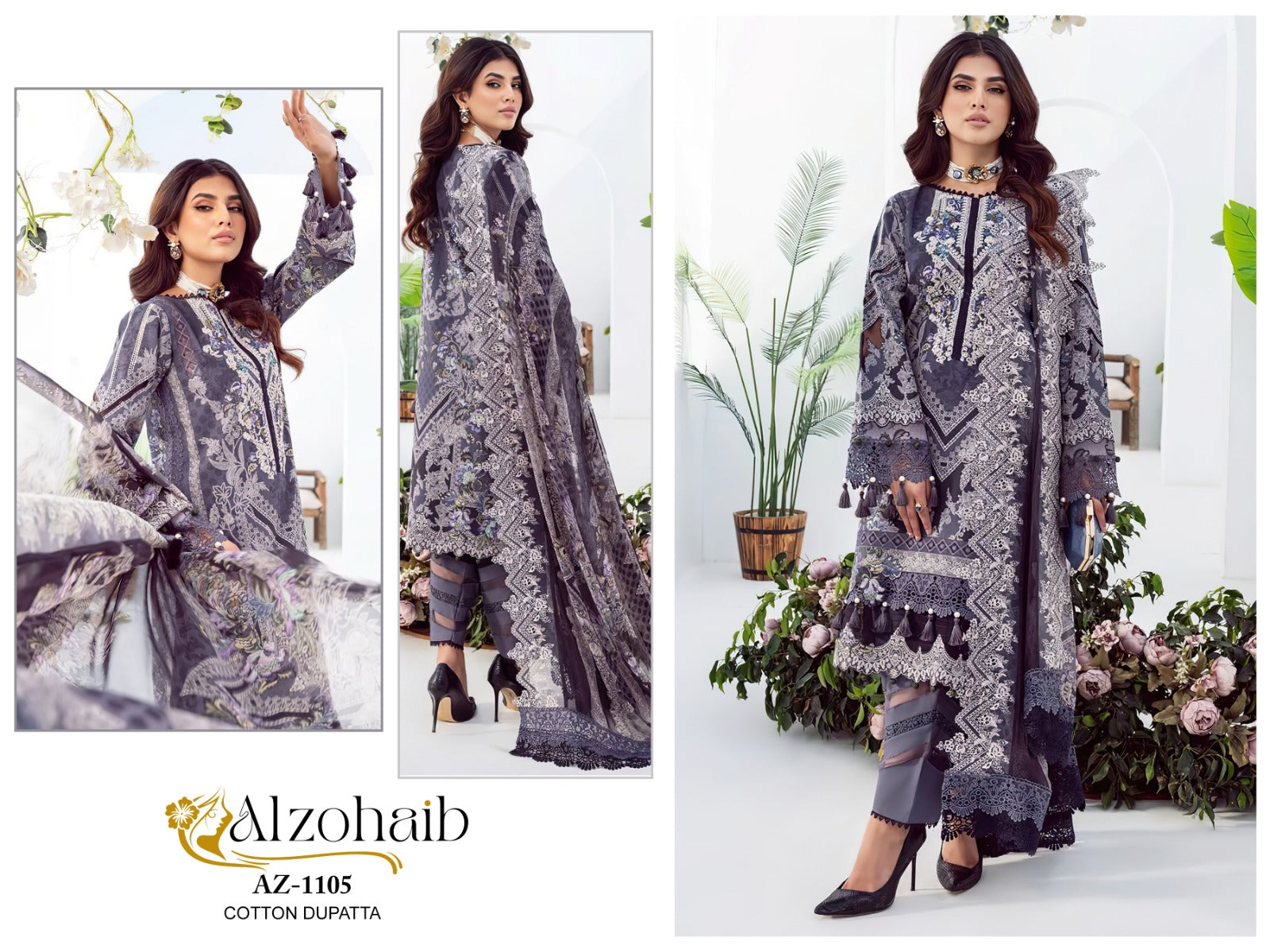 1105 Al Zohaib Pure Cotton Pakistani Patch Suits