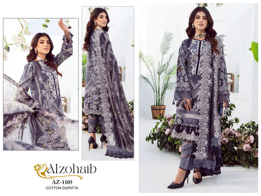 1105 Al Zohaib Pure Cotton Pakistani Patch Suits