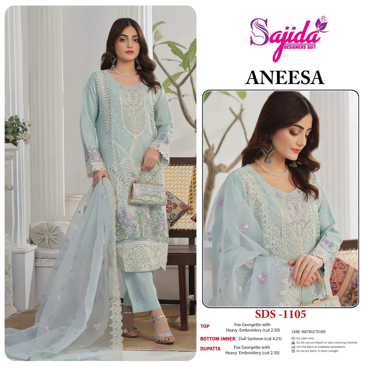 1105 Aneesa Sajida Georgette Pakistani Salwar Suits