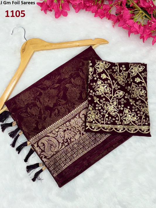 1105 J Gm Foil Sarees