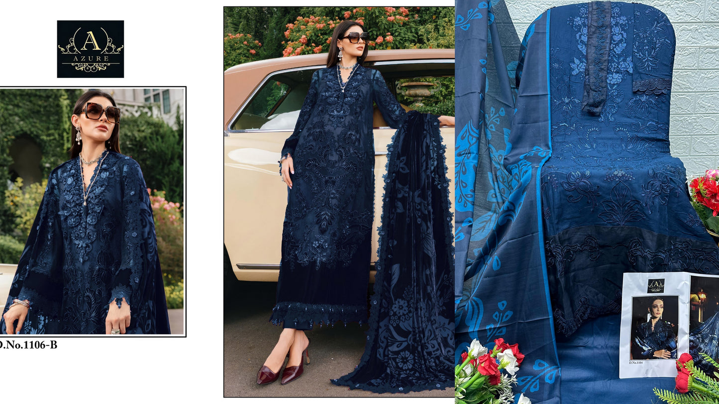 1106-B Azure Rayon Pakistani Salwar Suits
