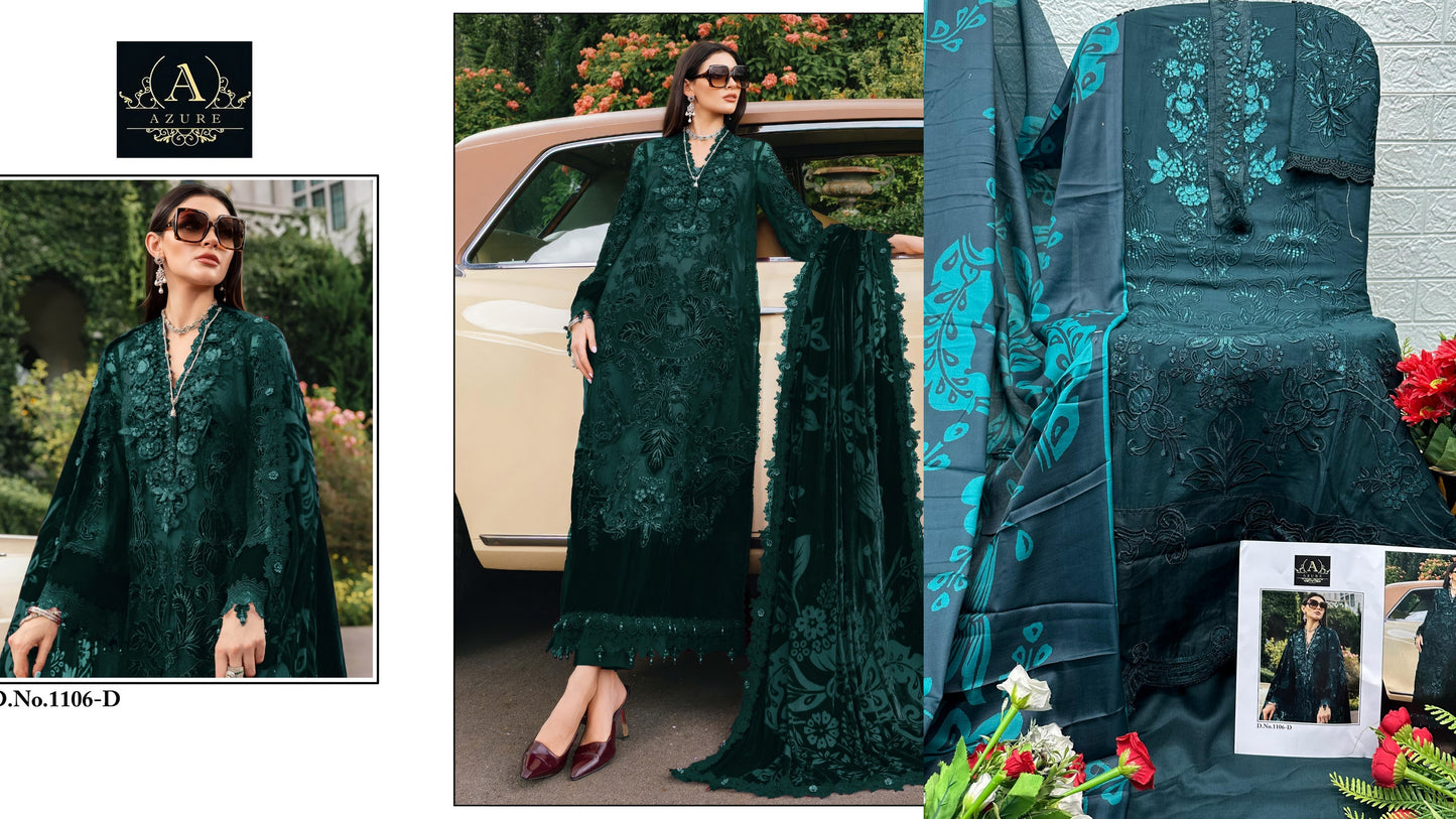 1106-D Azure Rayon Pakistani Salwar Suits