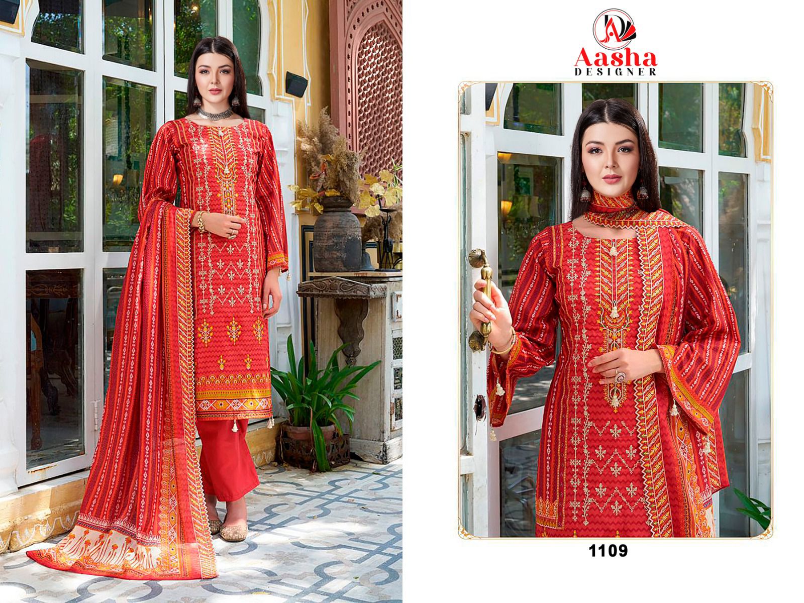1109 Aasha Designer Pure Lawn Pakistani Salwar Suits