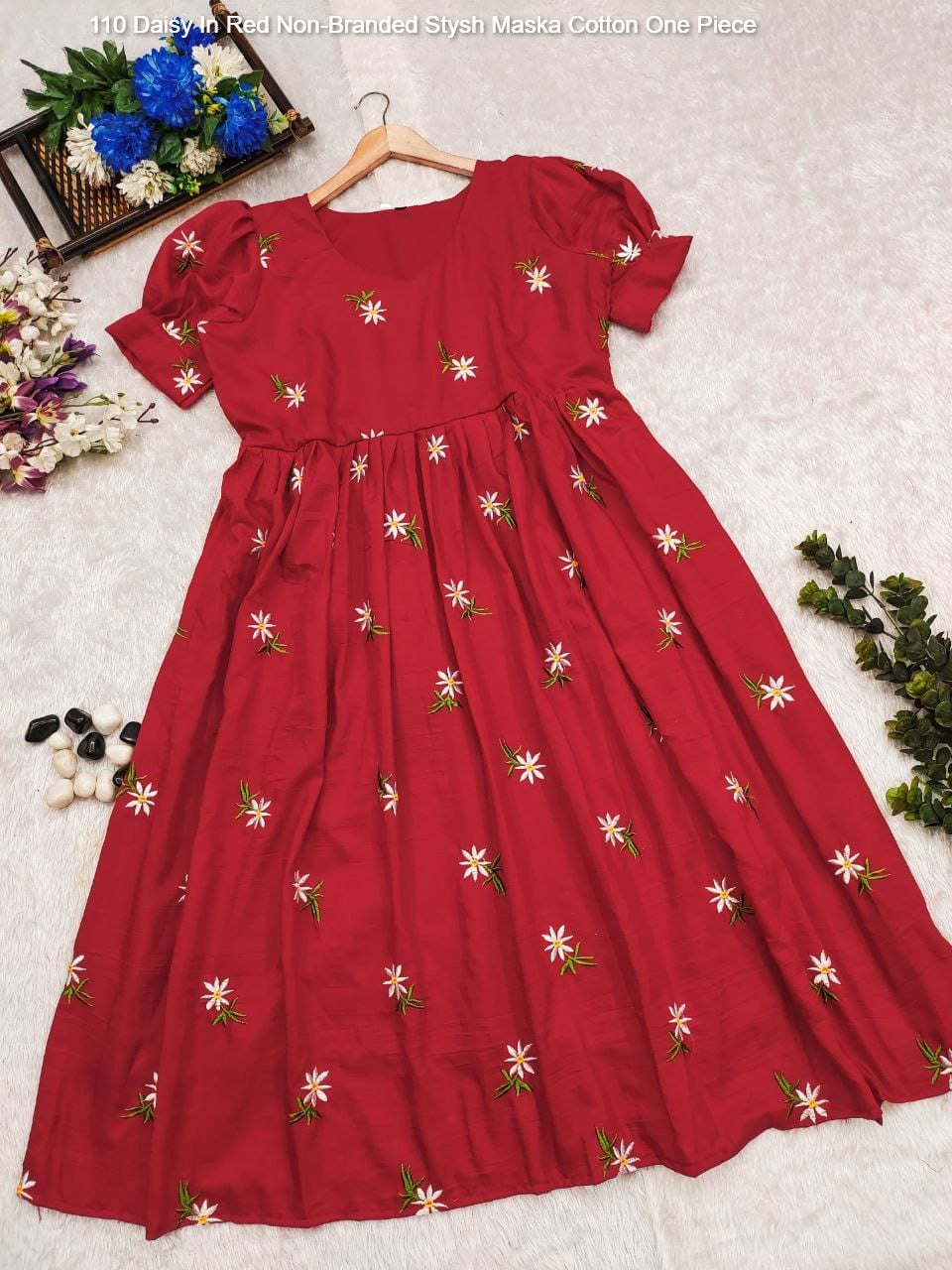 110 Daisy In Red Non-Branded Stysh Maska Cotton One Piece