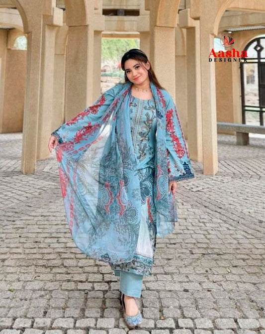 1110-A Aasha Designer Pure Cotton Pakistani Patch Suits