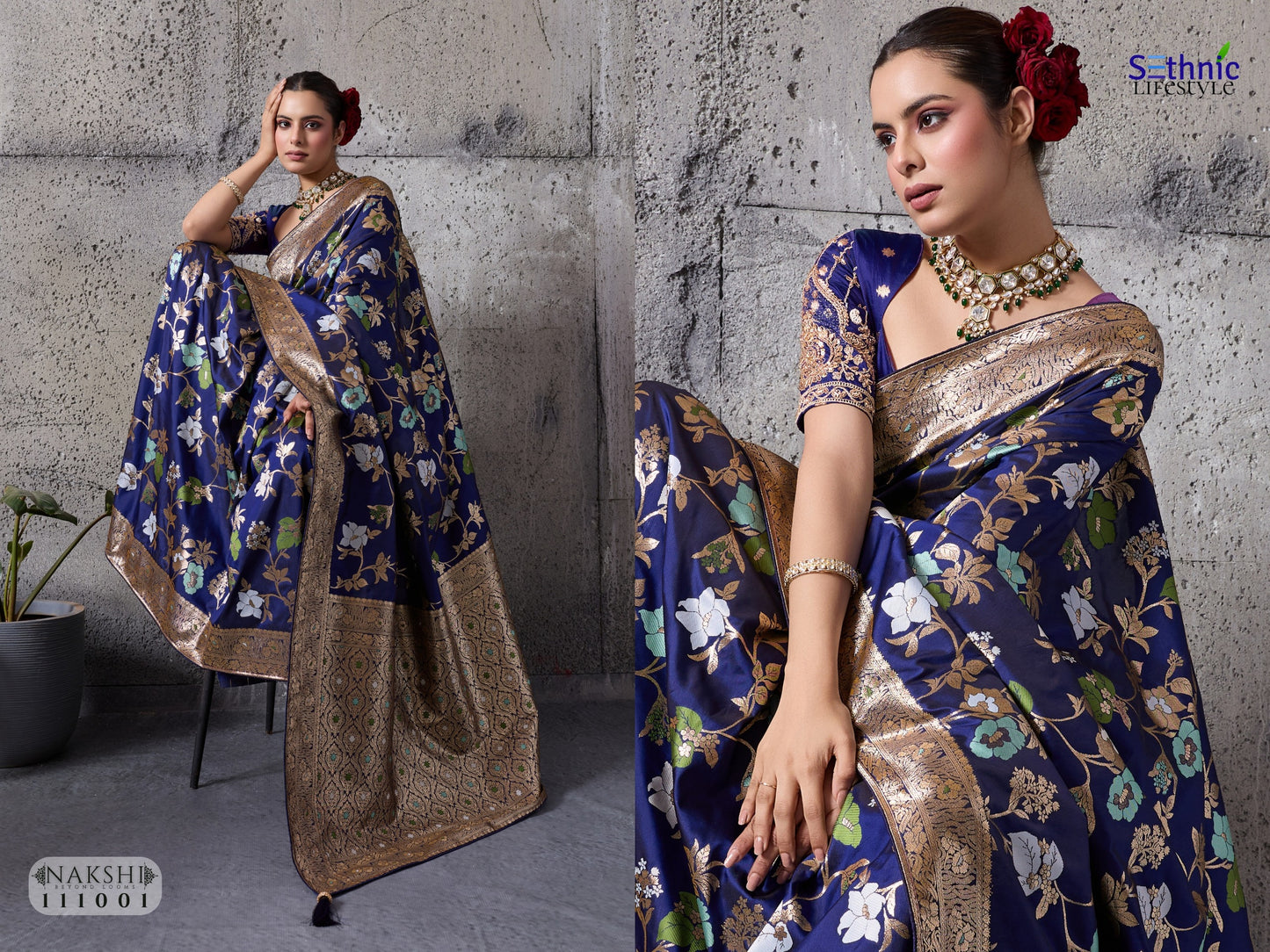 111001 Nakshi Sethnic Banarasi Silk Sarees