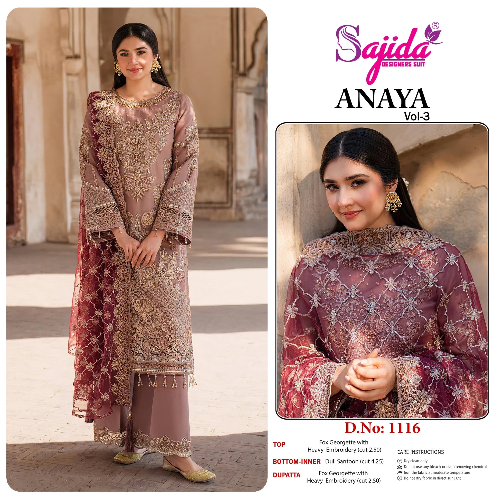 1116 Anaya Vol-3 Sajida Georgette Pakistani Salwar Suits