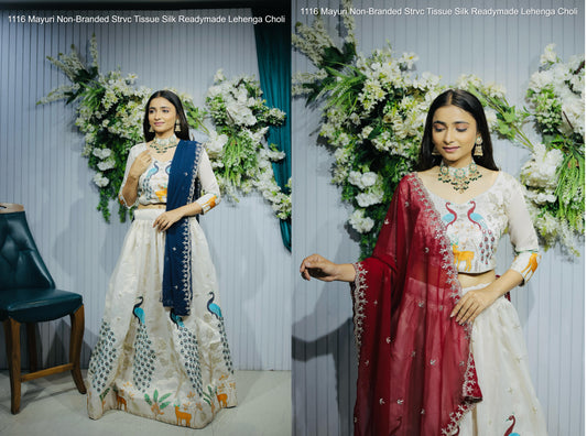 1116 Mayuri Non-Branded Strvc Tissue Silk Readymade Lehenga Choli