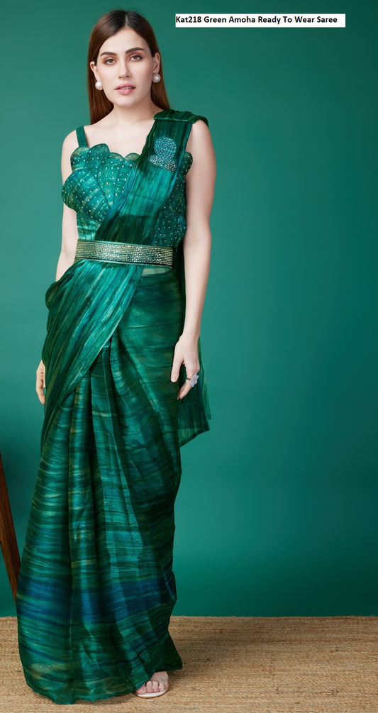 Kat218 Green Amoha Ready To Wear Saree