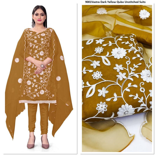 9001Vastra Dark Yellow Qubo Unstitched Suits